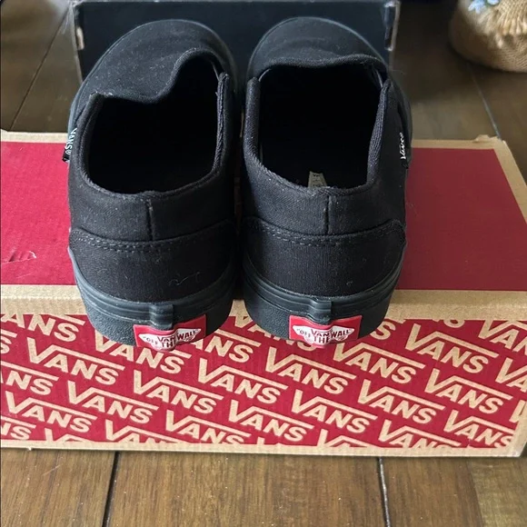 Vans Asher canvas black/black slip-on shoes size women's 7 - Picture 5 of 9